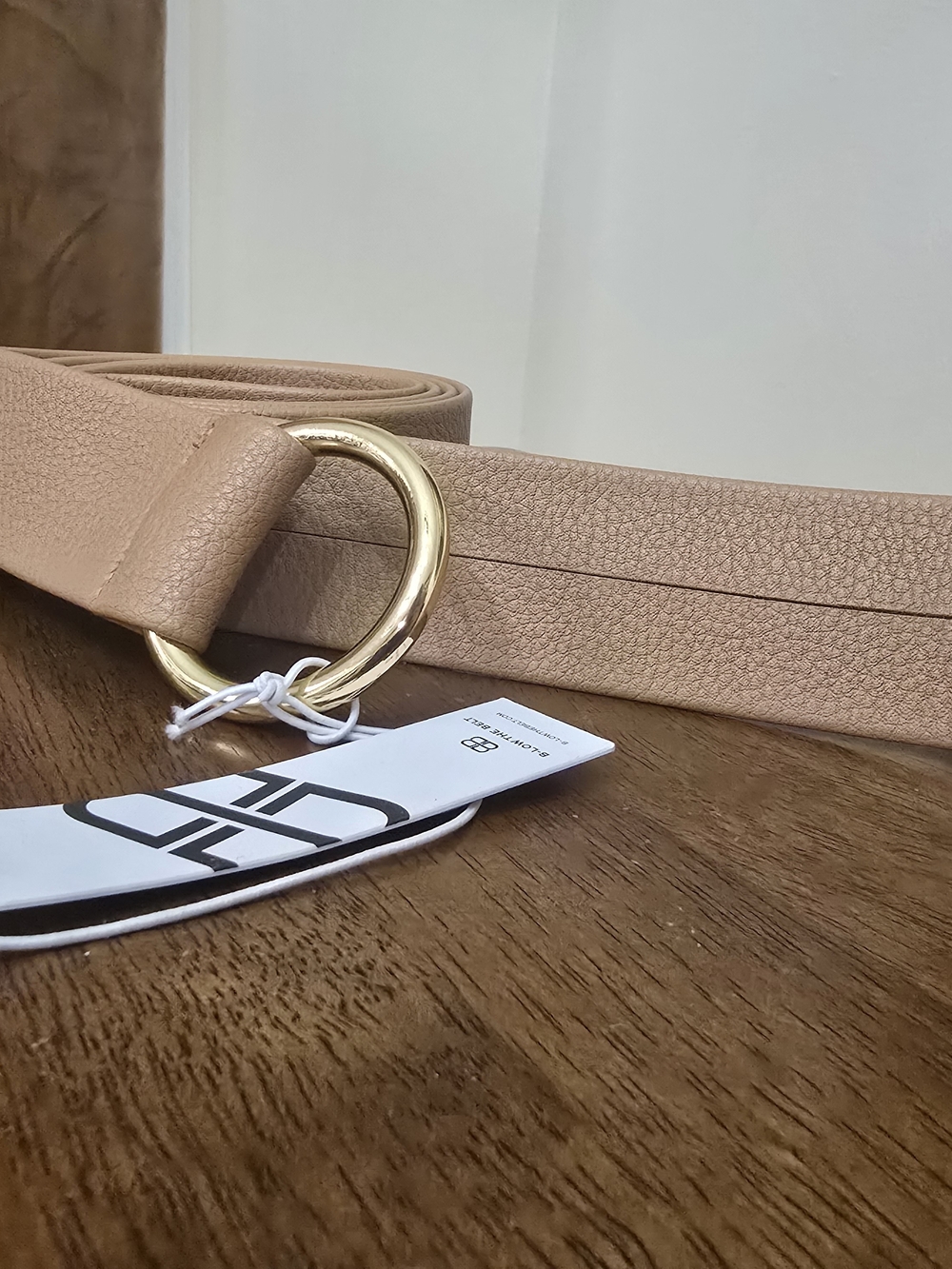 NEW B-Low The Belt Mia Pebble Tan Belt W/ Gold Buckle Ring One Size Faux Leather
